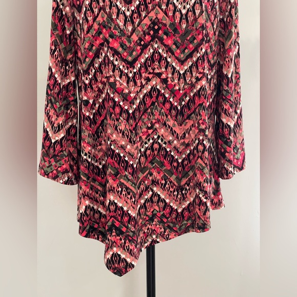 Rafaella‎ M Women's Chevron Patterned Angled Top - Pink and Black w Stretch 685 - Picture 6 of 8